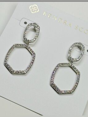 Kendra Scott Daphne Pave Silver Open Frame Earrings